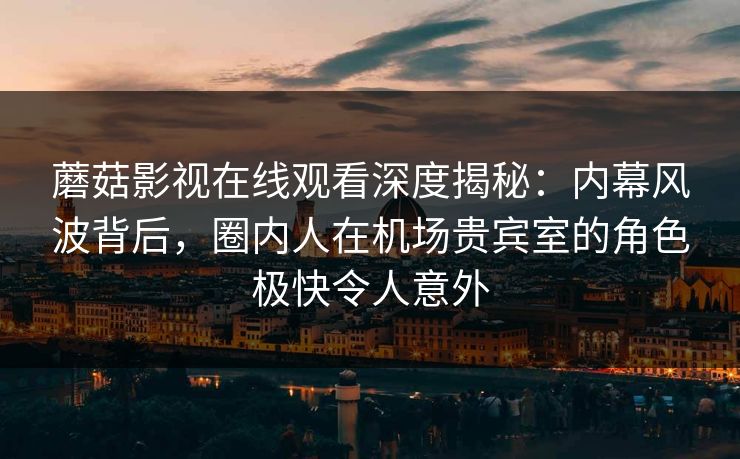 蘑菇影视在线观看深度揭秘:内幕风波背后,圈内人在机场贵宾室的角色极快令人意外 蘑菇影视在线观看深度揭秘:内幕风波背后,圈内人在机场贵宾室的角色极快令人意外